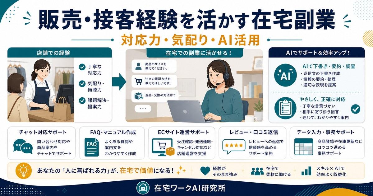 販売・接客経験を活かす在宅副業とAI活用を整理したアイキャッチ画像