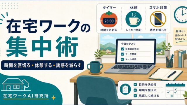 在宅ワークの集中力を保つコツ｜ポモドーロ・休憩・誘惑対策の時間術