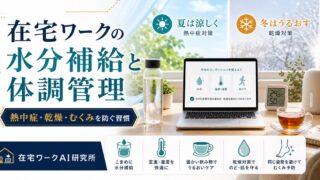 在宅ワークの水分補給と体調管理、熱中症・乾燥・むくみを防ぐ習慣のアイキャッチ