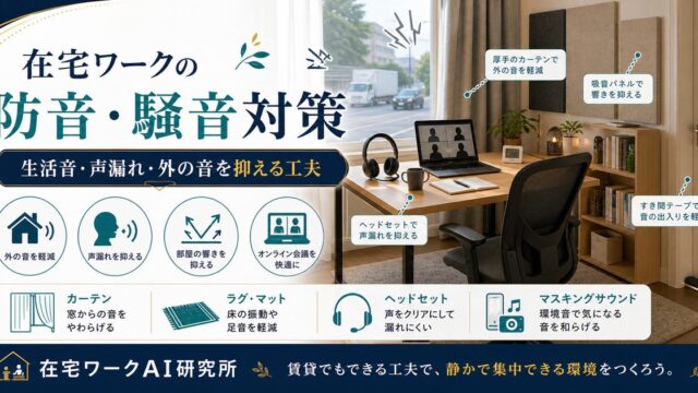 在宅ワークの防音・騒音対策と生活音・声漏れ対策のアイキャッチ