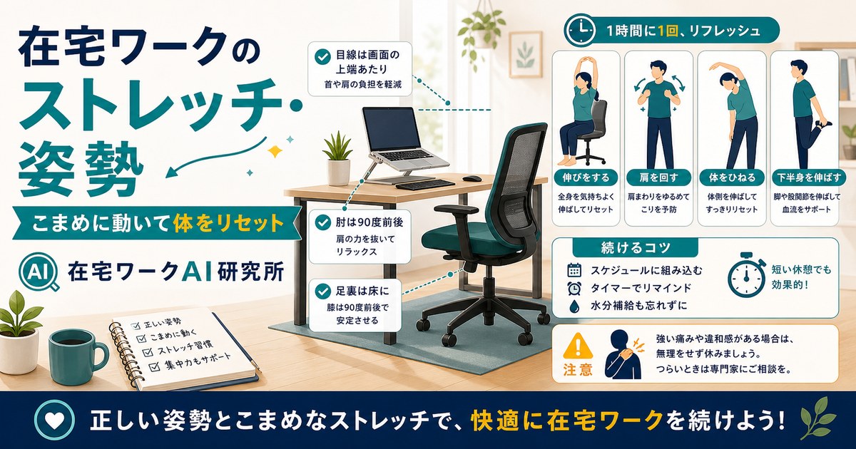 在宅ワークのストレッチ・姿勢のコツ｜肩こり・腰痛を防ぐ簡単な習慣