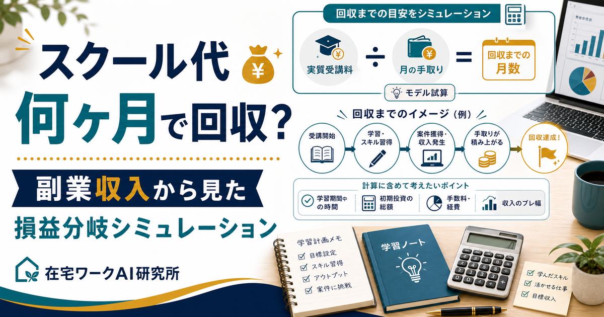 スクール代の回収月数と損益分岐シミュレーションのアイキャッチ