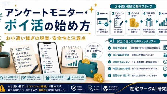 アンケートモニターとポイ活の始め方と安全性の注意点を整理したアイキャッチ画像