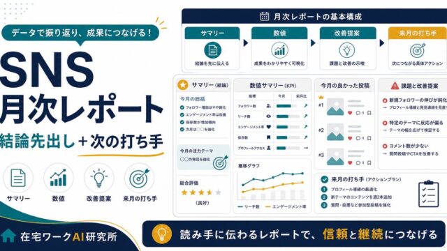 SNS運用代行の月次レポートで結論先出しと次の打ち手を示すアイキャッチ画像