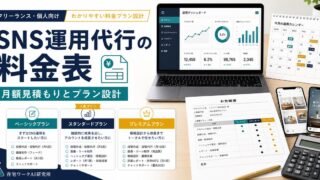 SNS運用代行の料金表と月額見積もりを整理するアイキャッチ画像