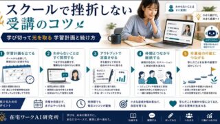 スクールで挫折しない受講のコツをまとめたアイキャッチ画像