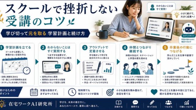 スクールで挫折しない受講のコツをまとめたアイキャッチ画像