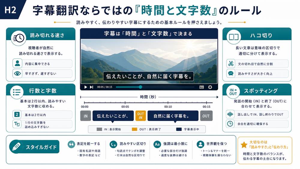 字幕翻訳の時間と文字数とハコ切りとスポッティングのルール