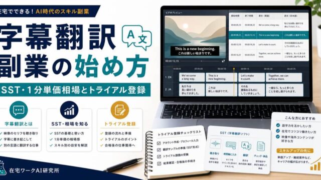 字幕翻訳の副業の始め方を整理するアイキャッチ画像