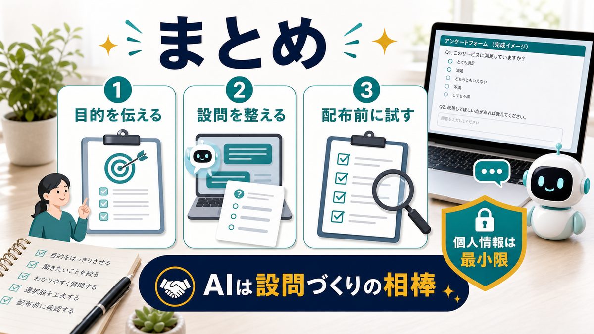 AIアンケート設問作りのまとめを整理した図解