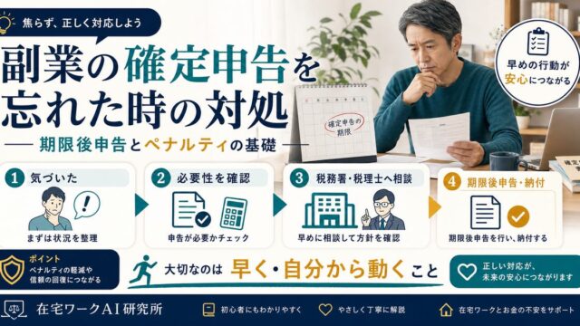 副業の確定申告を忘れた時に期限後申告とペナルティの基礎を整理する図解