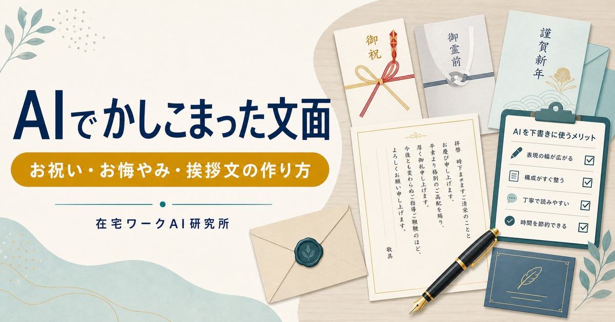 AIで冠婚葬祭やあいさつ文を作る方法を示すアイキャッチ画像