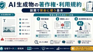 AI生成物の著作権と利用規約の注意点を示すアイキャッチ画像