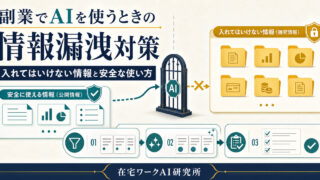 副業でAIを使うときの情報漏洩対策と安全な使い方のアイキャッチ