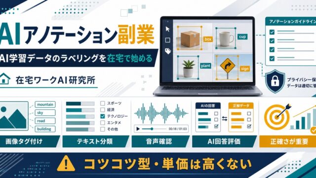 AIアノテーション副業のラベリング作業と正確さを示すアイキャッチ画像