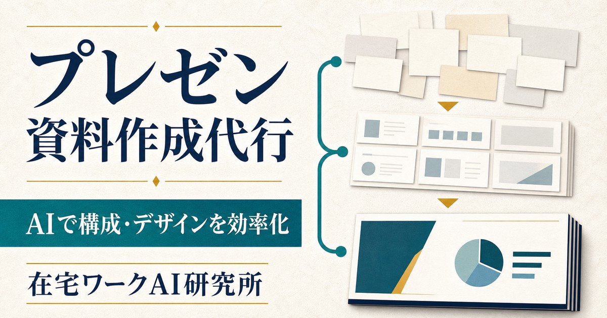 プレゼン資料作成代行で構成設計・AIによる下書き・人の確認と仕上げを組み合わせるImage2アイキャッチ