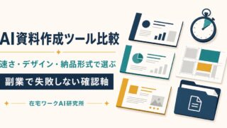 AI資料作成ツールを速さとデザインと納品形式で比較する記事のアイキャッチ