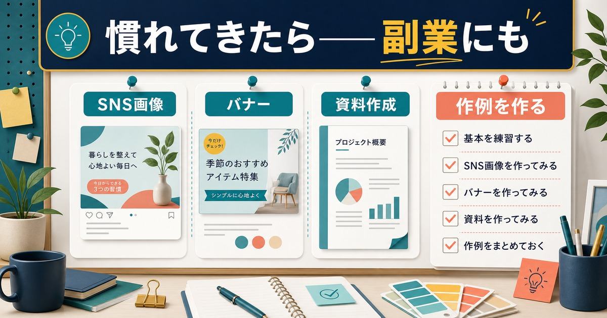 CanvaをSNS画像やバナーや資料作成など副業準備に活用する図解