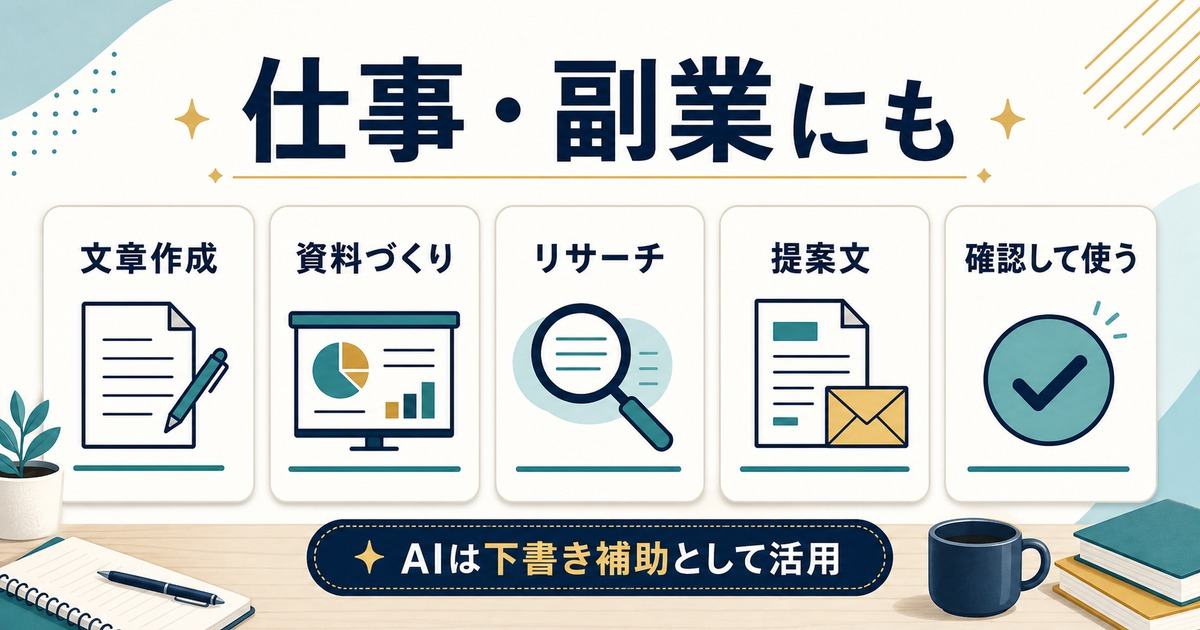 ChatGPTを文章作成や資料づくりやリサーチや提案文の下書き補助として仕事や副業に活用する図解