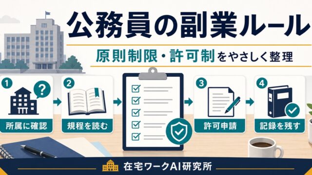 公務員の副業ルールと許可確認の流れを示すアイキャッチ画像