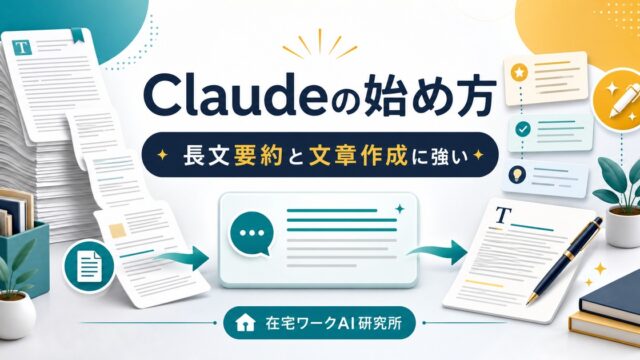 Claudeの始め方と長文要約・文章作成の基本を示すアイキャッチ画像