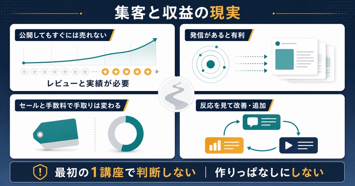 オンライン講座販売の集客レビュー手数料改善と収益の現実をまとめた図解