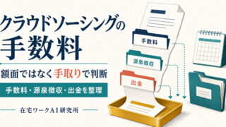 クラウドソーシングの手数料を額面ではなく手取りで判断し手数料源泉徴収出金を整理する記事アイキャッチ