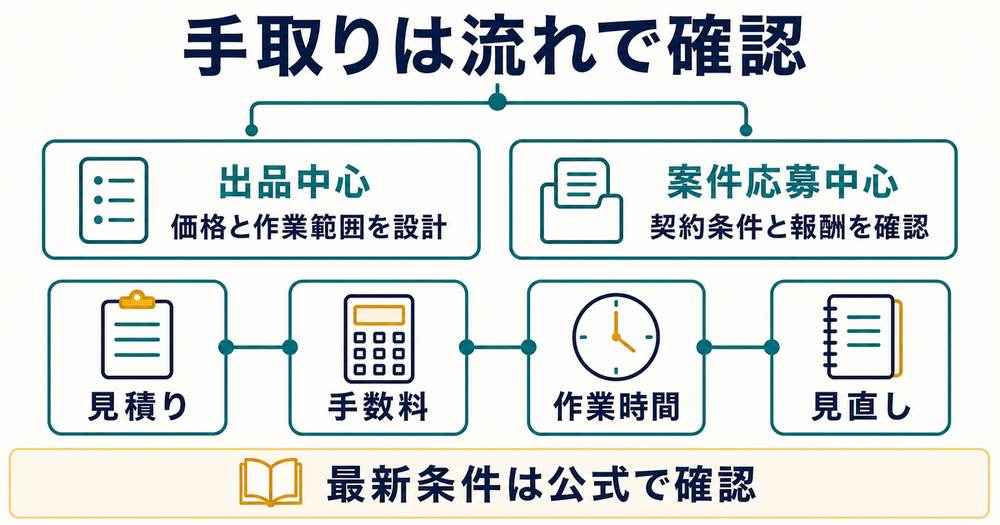 見積りと手数料と作業時間から受取条件を見直す図解