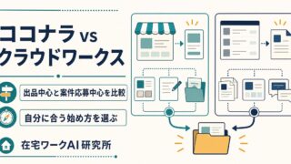 ココナラとクラウドワークスの出品中心と案件応募中心を比較するアイキャッチ