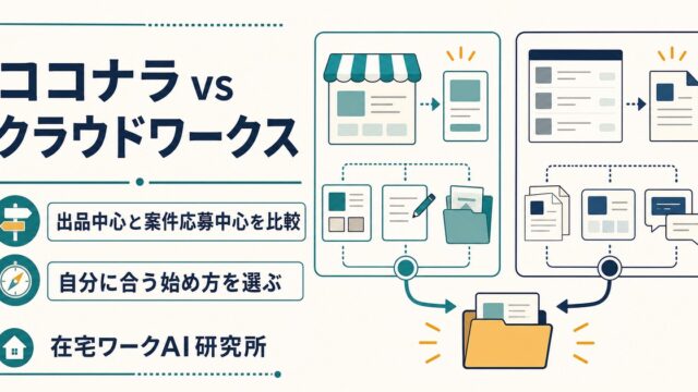 ココナラとクラウドワークスの出品中心と案件応募中心を比較するアイキャッチ