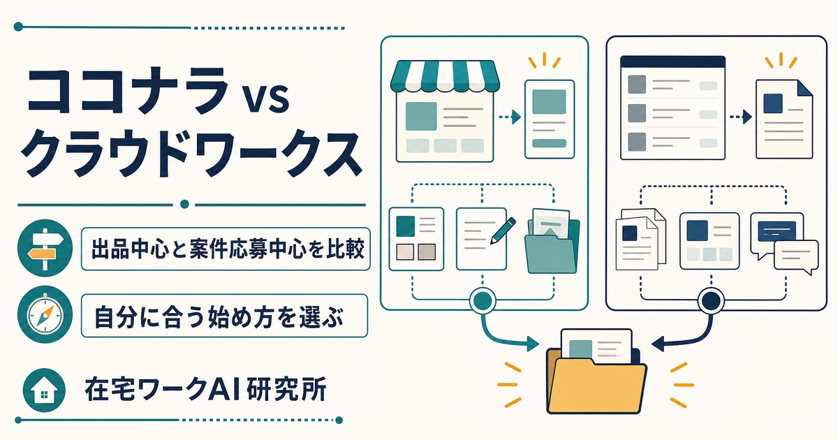 ココナラとクラウドワークスの出品中心と案件応募中心を比較するアイキャッチ