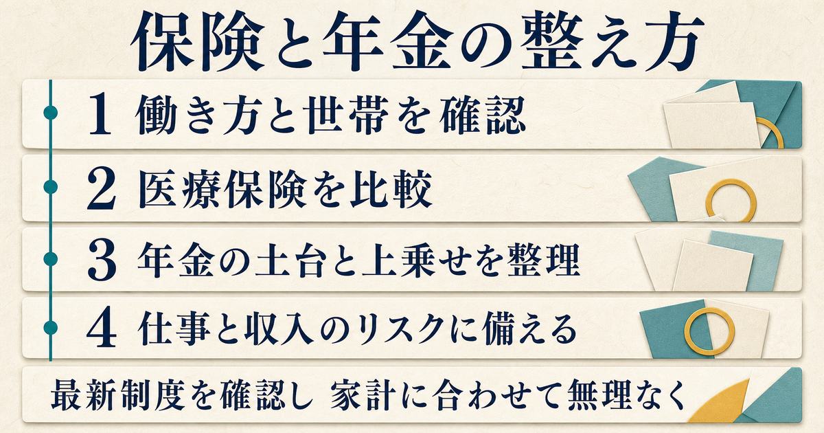 働き方と世帯確認から医療保険・年金・仕事と収入のリスクを整えるロードマップ