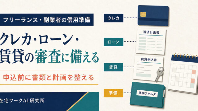 フリーランスと副業者がクレジットカードローン賃貸の申込前に書類と支払計画を整える記事アイキャッチ
