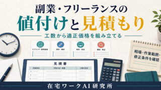 副業とフリーランスの値付けと見積もりを工数と相場から組み立てる図解