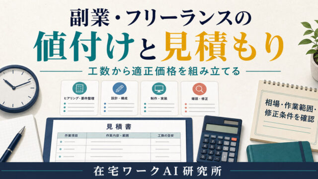副業とフリーランスの値付けと見積もりを工数と相場から組み立てる図解