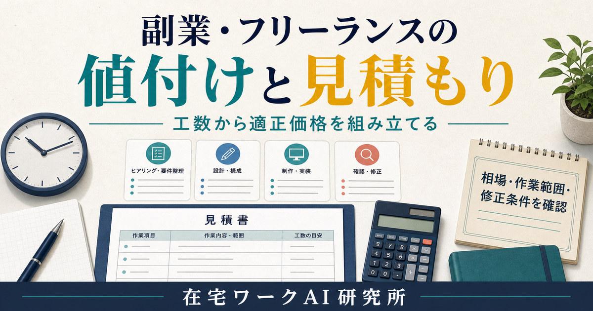 副業とフリーランスの値付けと見積もりを工数と相場から組み立てる図解