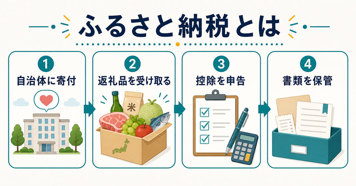 ふるさと納税の基本的な流れを整理した図解