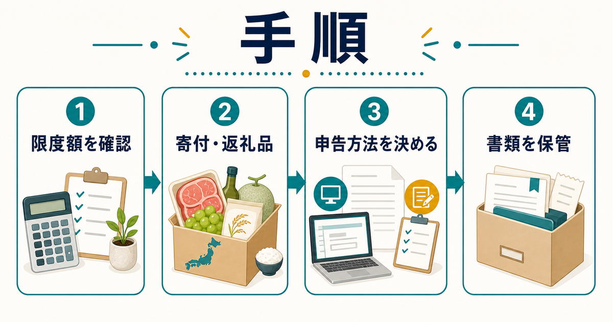 副業者がふるさと納税を進める手順の図解