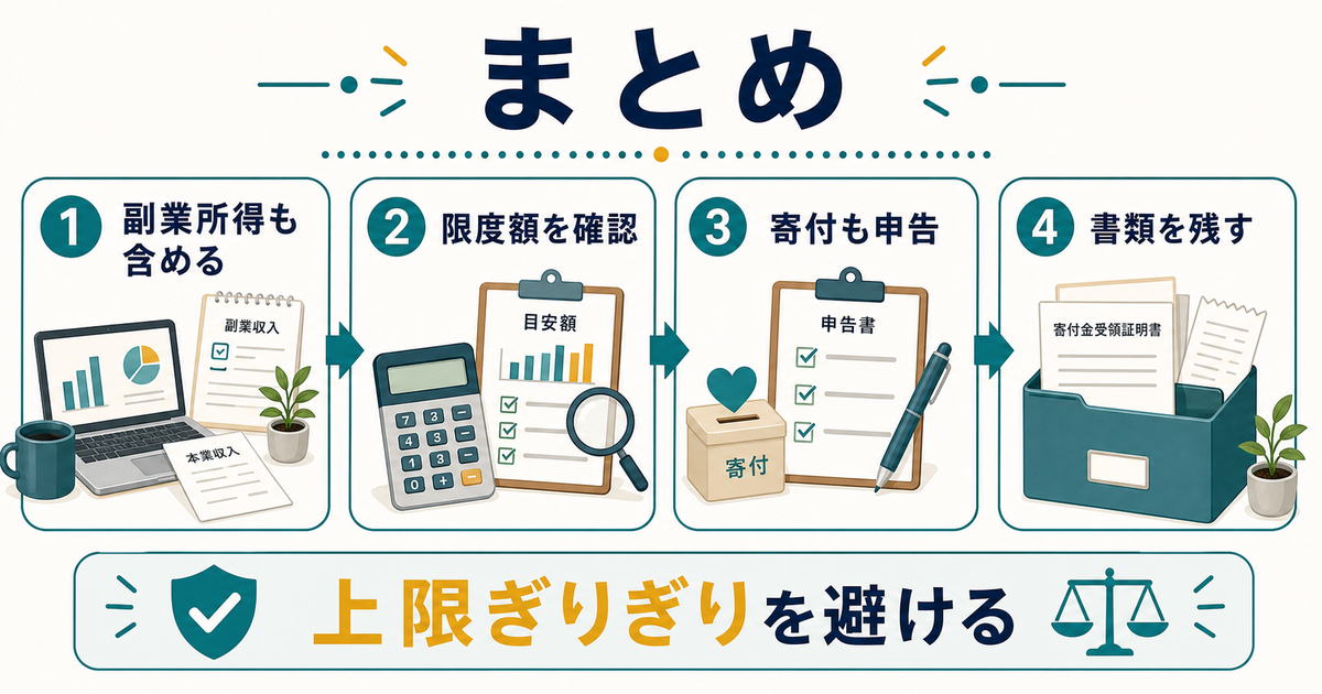 副業者向けふるさと納税の確認ポイントまとめ図