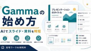 Gammaの始め方とAIスライド資料作成の流れを示すアイキャッチ画像