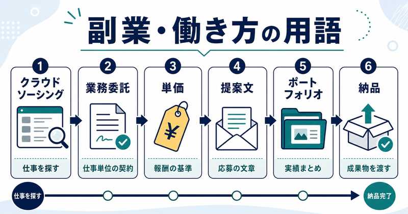 クラウドソーシングから業務委託や単価や提案文やポートフォリオや納品までの用語図解