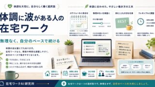 体調に波がある人が在宅ワークを無理なく自分のペースで続ける考え方をまとめた図解