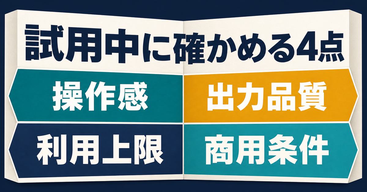 画像生成AIの試用中に確認する操作感・品質・上限・商用条件