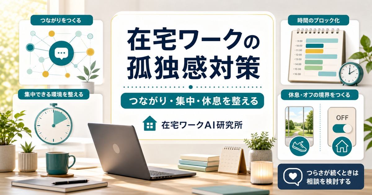 在宅ワークの孤独感と集中対策を示すアイキャッチ画像