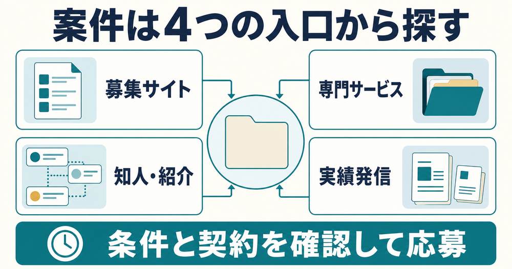 オンライン秘書案件を募集サイト・専門サービス・紹介・実績発信から探す図