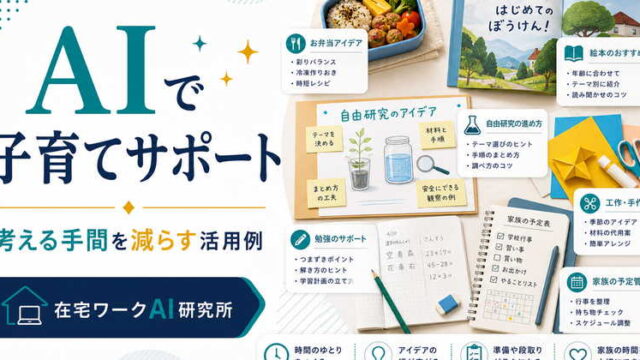 AIを子育てに活用して献立や自由研究や読み聞かせなどの考える手間を減らす方法を示すアイキャッチ画像