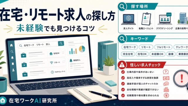 在宅・リモートワーク求人の探し方と怪しい求人チェックを示すアイキャッチ画像