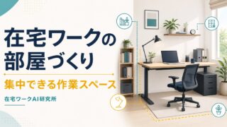 在宅ワークの部屋づくりと集中できる作業スペースを示すアイキャッチ画像