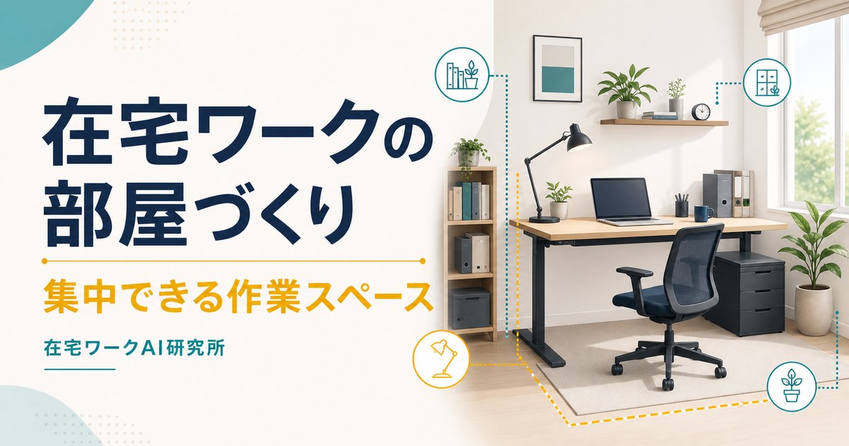 在宅ワークの部屋づくりと集中できる作業スペースを示すアイキャッチ画像
