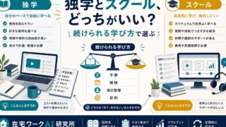 独学とスクールの選び方と続けられる学び方を示すアイキャッチ画像